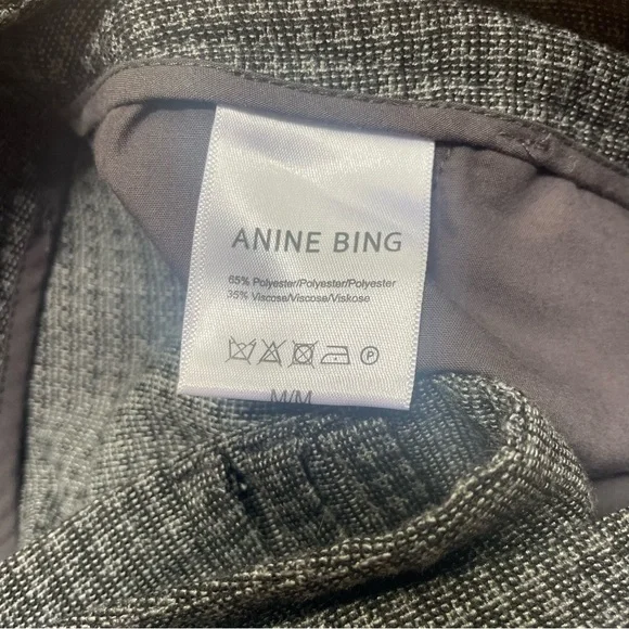 Anine Bing Tuxedo Houndstooth Gray Pants Work